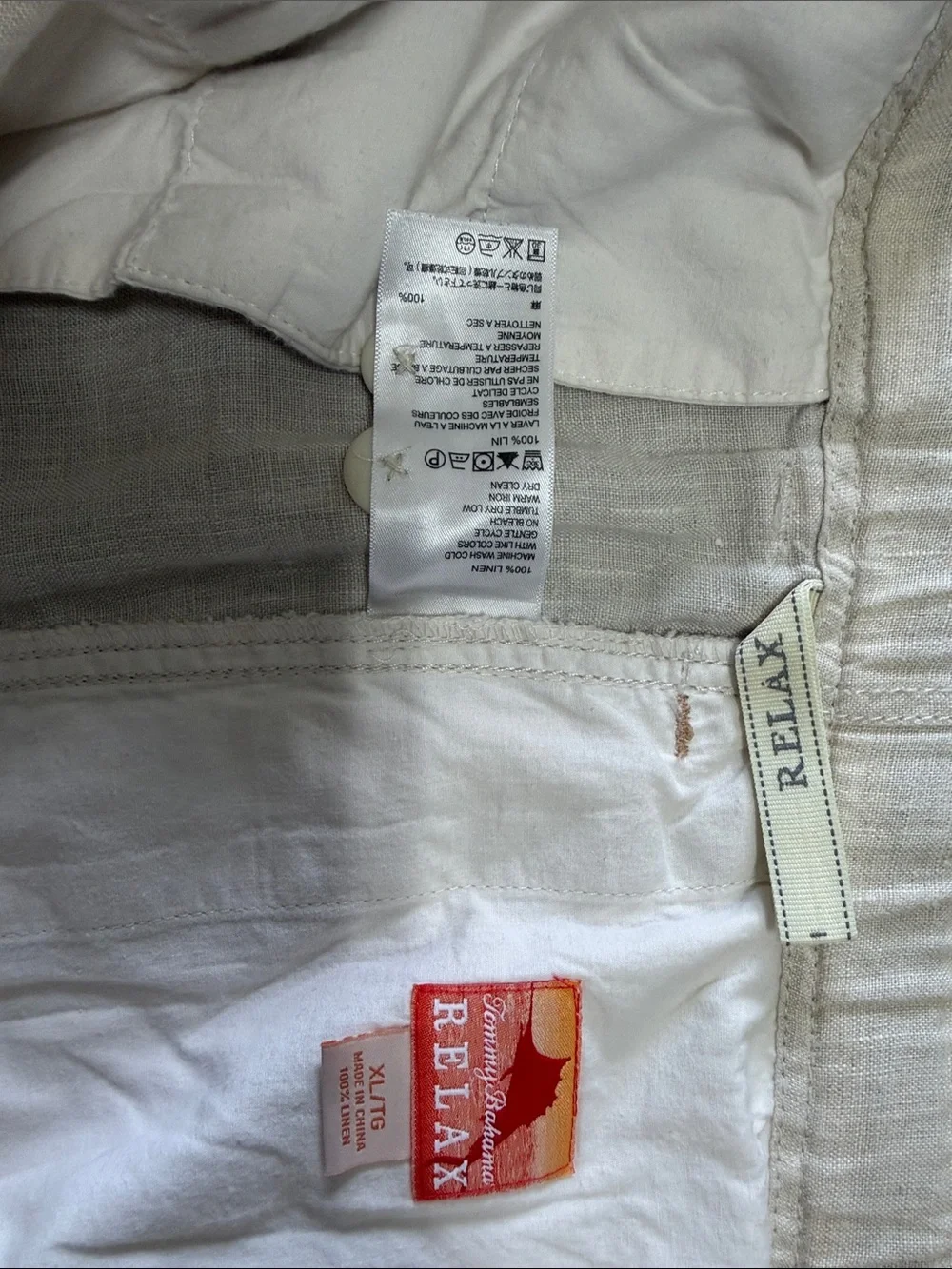 Tommy Bahama Relax off-white linen dress pants with draw strong waist. Size XL